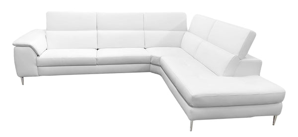 VIG Furniture Coronelli Collezioni Viola - Italian Contemporary White Leather Right Facing Sectional Sofa VGCCVIOLA-KIM-WHT-RAF-SECT