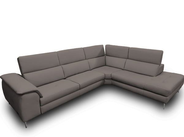 VIG Furniture Coronelli Collezioni Viola - Italian Contemporary Grey Leather Right Facing Sectional Sofa VGCCVIOLA-KIM-BRN-RAF-SECT