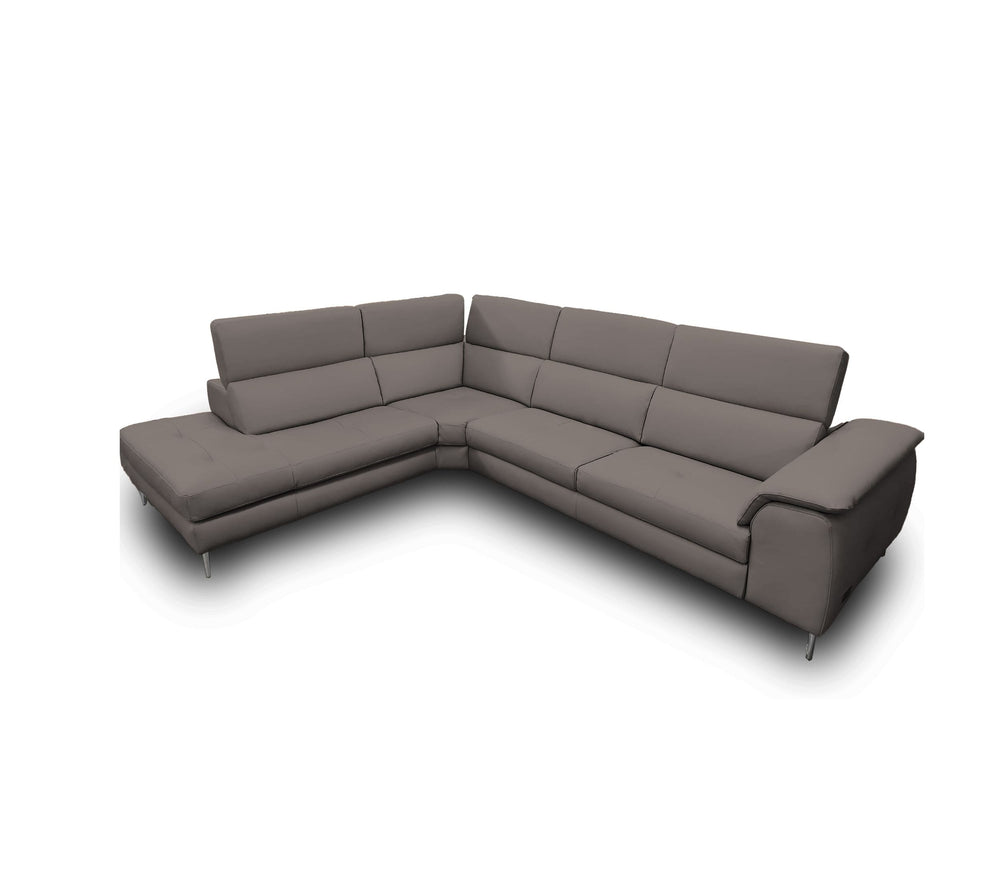 VIG Furniture Coronelli Collezioni Viola - Italian Contemporary Grey Leather Left Facing Sectional Sofa VGCCVIOLA-KIM-BRN-LAF-SECT