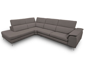 VIG Furniture Coronelli Collezioni Viola - Italian Contemporary Grey Leather Left Facing Sectional Sofa VGCCVIOLA-KIM-BRN-LAF-SECT
