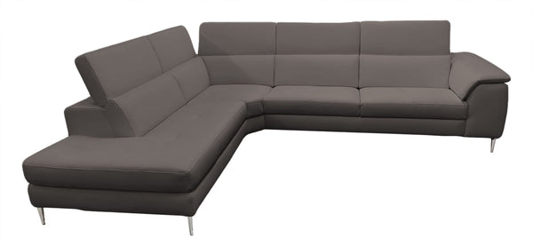 VIG Furniture Coronelli Collezioni Viola - Italian Contemporary Grey Leather Left Facing Sectional Sofa VGCCVIOLA-KIM-BRN-LAF-SECT