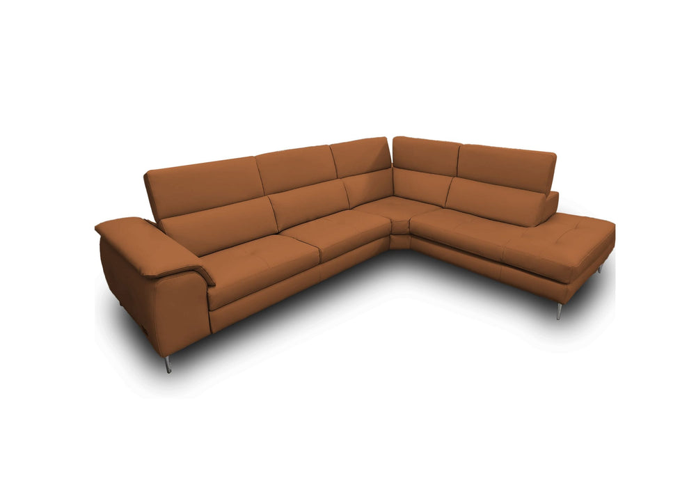 VIG Furniture Coronelli Collezioni Viola - Italian Contemporary Cognac Leather Right Facing Sectional Sofa VGCCVIOLA-KIM-COG-RAF-SECT