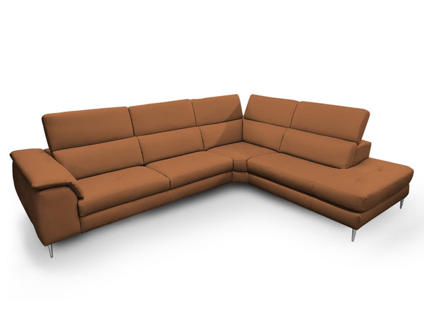 VIG Furniture Coronelli Collezioni Viola - Italian Contemporary Cognac Leather Right Facing Sectional Sofa VGCCVIOLA-KIM-COG-RAF-SECT