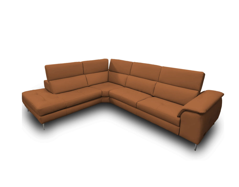 VIG Furniture Coronelli Collezioni Viola - Italian Contemporary Cognac Leather Left Facing Sectional Sofa VGCCVIOLA-KIM-COG-LAF-SECT