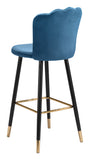 Zuo Modern Zinclair 100% Polyester, Plywood, Steel Modern Commercial Grade Barstool Blue, Gold 100% Polyester, Plywood, Steel