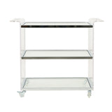 Yves Acrylic Bar Trolley with Glass Shelves, Clear