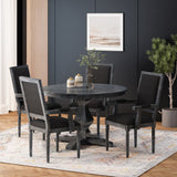 Noble House Mores French Country Upholstered Wood 5 Piece Circular Dining Set, Gray and Black