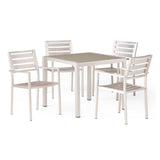 Cape Coral Outdoor Modern 4 Seater Aluminum Dining Set with Tempered Glass Table Top