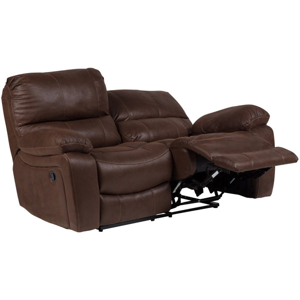 Porter Designs Ramsey Leather-Look Dual seat Transitional Reclining Love Brown 03-112C-02B-6016
