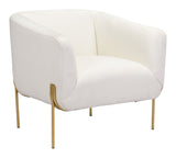 Zuo Modern Micaela 100% Polyester, Plywood, Steel Modern Commercial Grade Arm Chair Ivory, Gold 100% Polyester, Plywood, Steel