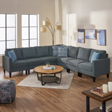 Zahra 7 Piece Dark Grey Fabric Sectional Couch