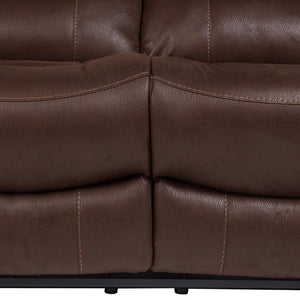 Porter Designs Ramsey Leather-Look Dual seat Transitional Reclining Love Brown 03-112C-02B-6016
