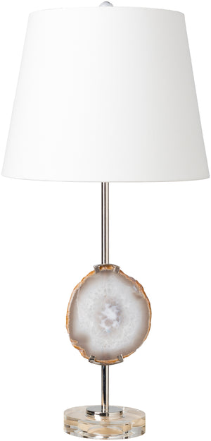 Vince VNC-100 Traditional Linen, Polyester, Metal, Quartz Geode, Crystal Table Lamp VNC-100 N/A, White Linen, Polyester, Metal, Quartz Geode, Crystal, Crystal, 100% Metal 27"H x 14"W x 14"D