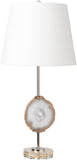 Vince VNC-100 Traditional Linen, Polyester, Metal, Quartz Geode, Crystal Table Lamp