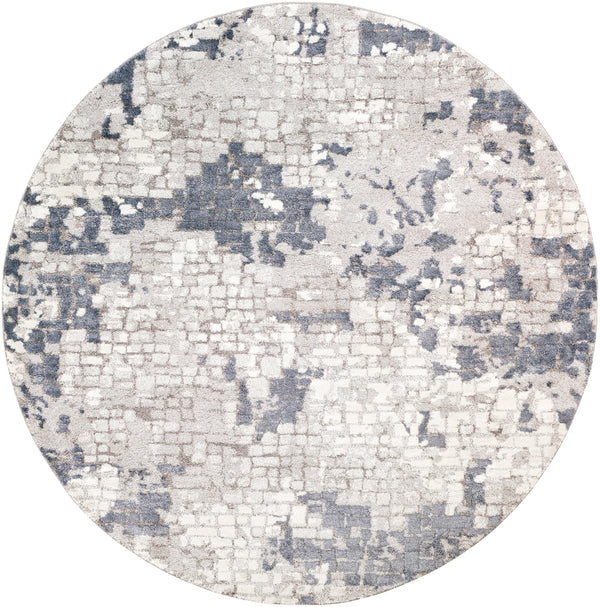 Venice VNE-2300 Modern Polypropylene Rug VNE2300-710RD Denim, Pale Blue, Light Gray, Medium Gray, Ivory 100% Polypropylene 7'10" Round