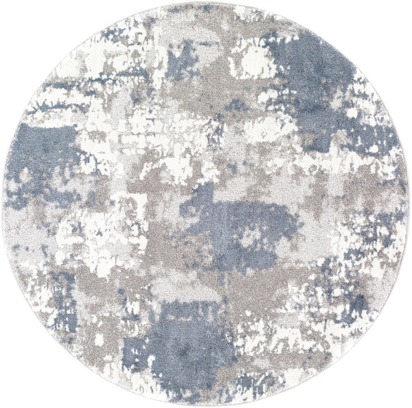 Venice VNE-2306 Modern Polypropylene Rug VNE2306-53RD Denim, Pale Blue, Light Gray, Medium Gray, Ivory 100% Polypropylene 5'3" Round