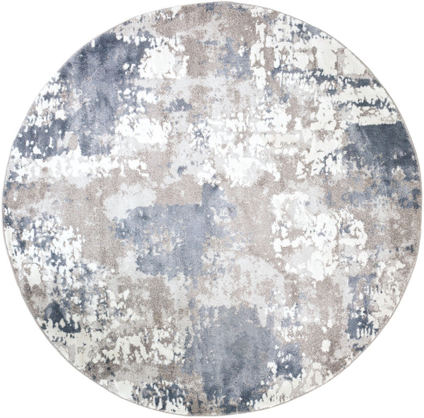 Venice VNE-2306 Modern Polypropylene Rug VNE2306-710RD Denim, Pale Blue, Light Gray, Medium Gray, Ivory 100% Polypropylene 7'10" Round