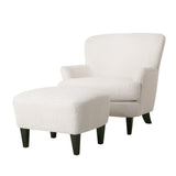 Hartshorn Contemporary Boucle Upholstered Club Chair and Ottoman Set