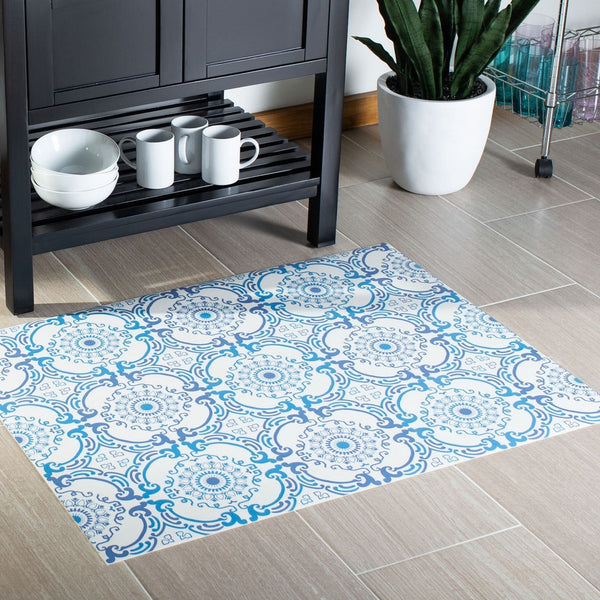 Vinyl Floor 113  Not Available Polyvinyl Chloride (Pvc) Rug Blue / Ivory