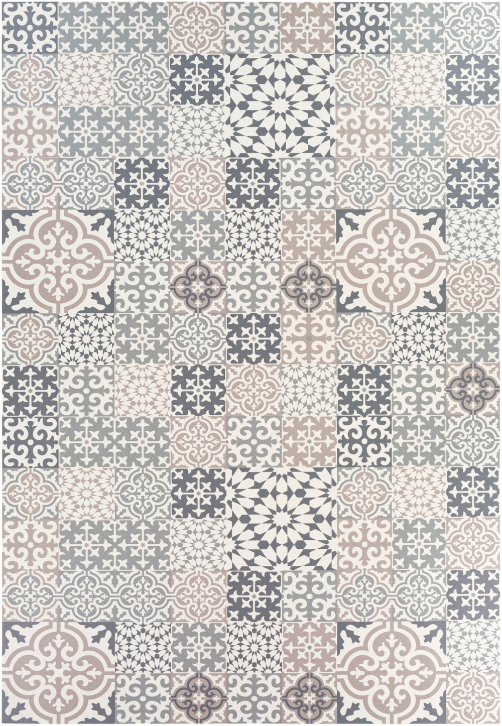 Vinilo VNL-2306 Traditional Vinyl Rug VNL2306-38 Cream, Medium Gray, Taupe 100% Vinyl 3' x 8'