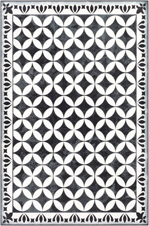 Vinilo VNL-2309 Traditional Vinyl Rug VNL2309-38 Cream, Black 100% Vinyl 3' x 8'