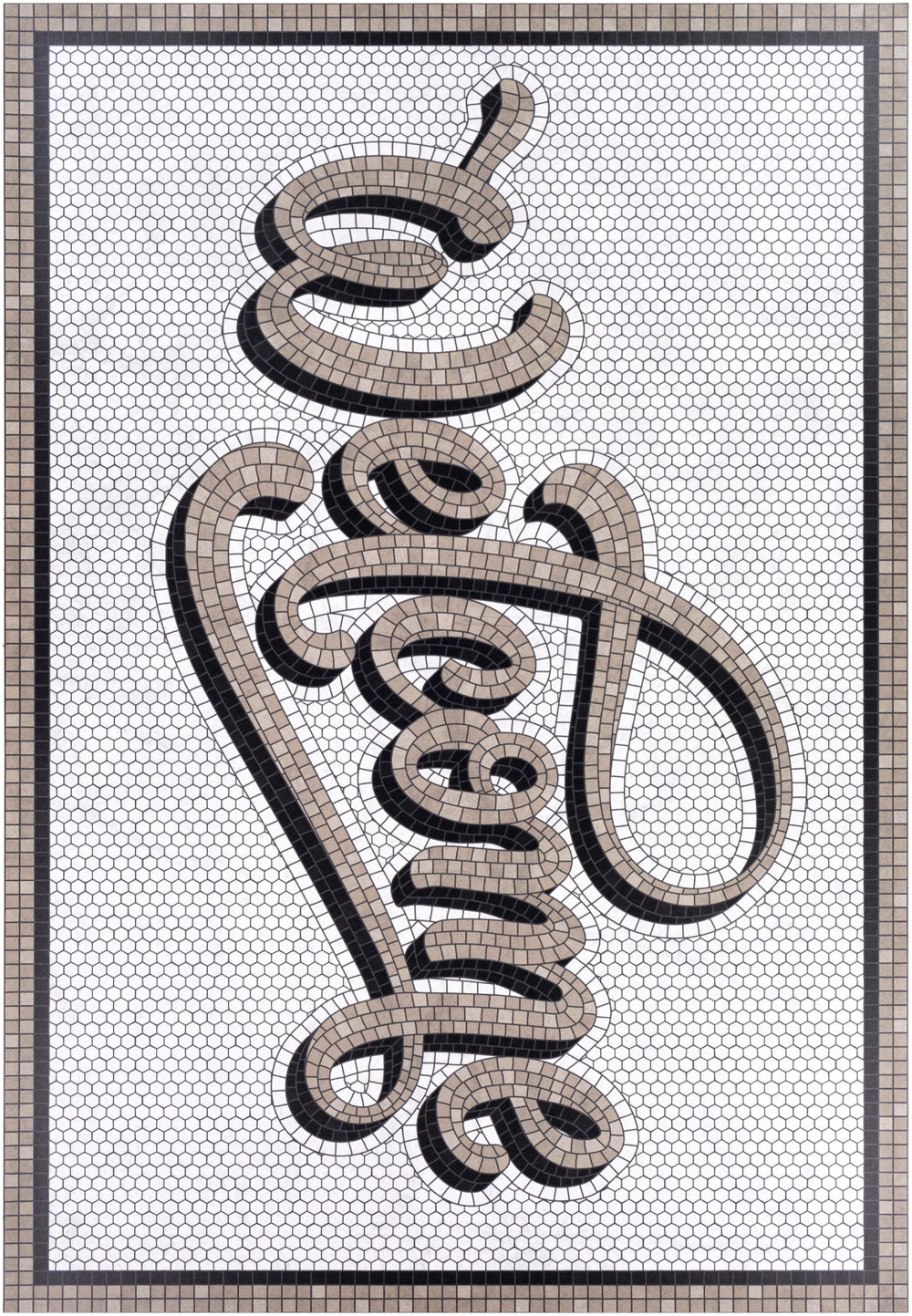 Vinilo VNL-2310 Modern Vinyl Rug VNL2310-38 Cream, Black, Camel 100% Vinyl 3' x 8'