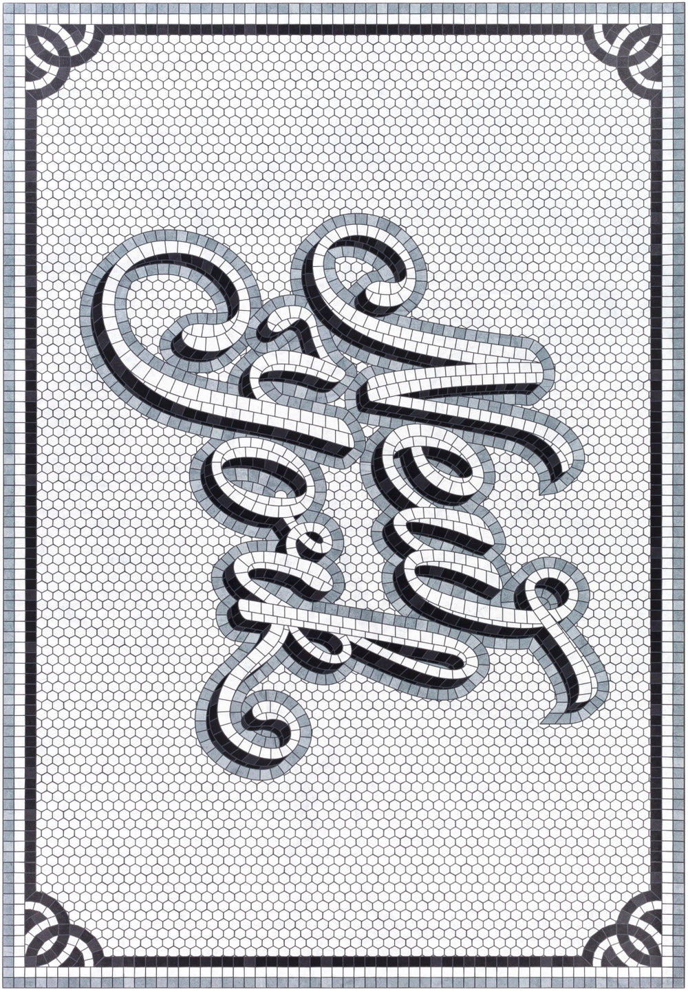 Vinilo VNL-2311 Modern Vinyl Rug VNL2311-38 Cream, Black, Medium Gray 100% Vinyl 3' x 8'