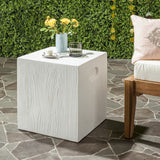 Safavieh Cube Accent Table Indoor Outdoor 16.5" Modern Ivory Concrete VNN1003B 889048184435