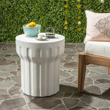 Safavieh Vesta Accent Table Indoor Outdoor 15.3" Modern Round Ivory Concrete VNN1009B 889048184497