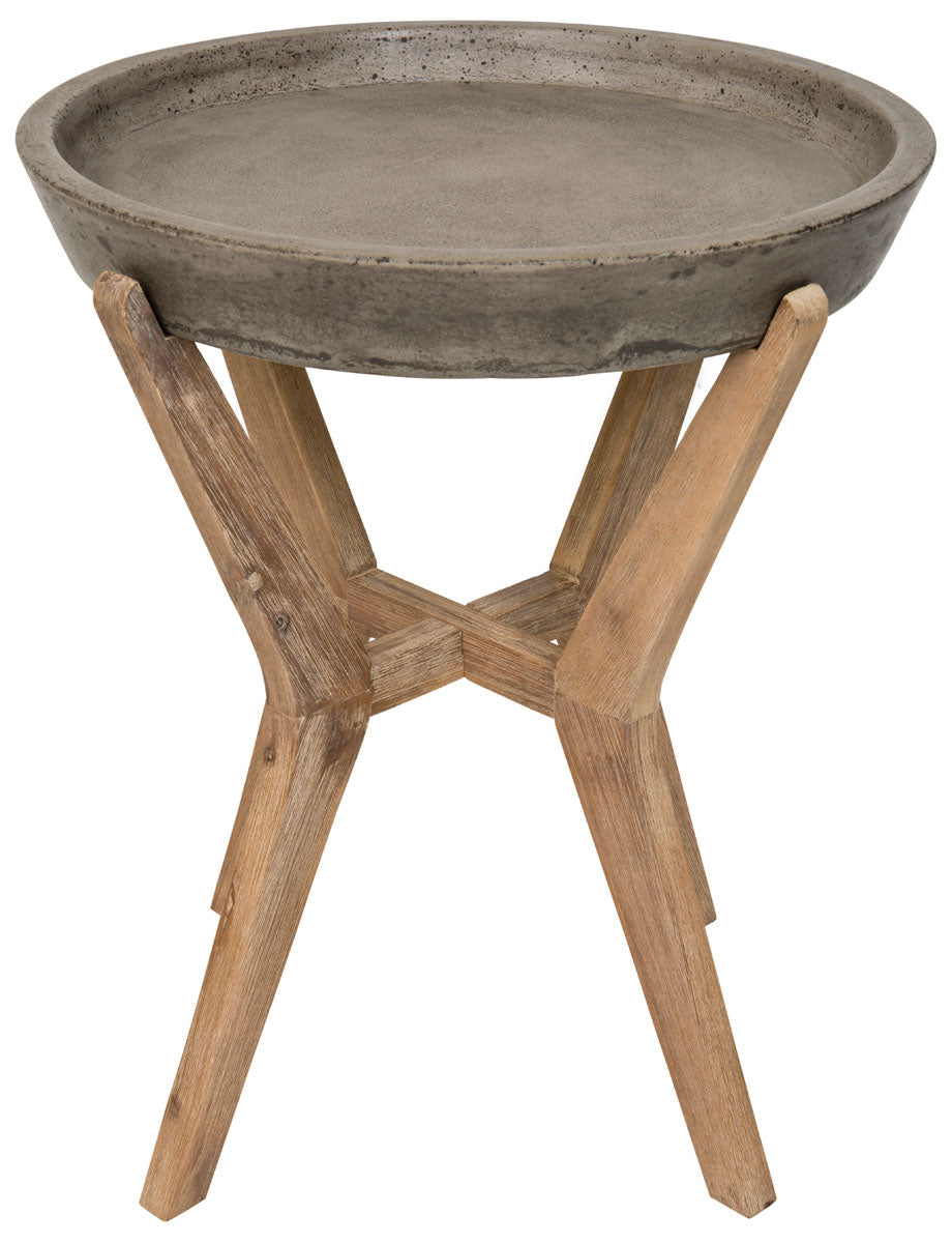 Safavieh Celeste End Table Indoor Outdoor 21.2" Modern Round Dark Grey Acacia Wood VNN1012A 889048185852