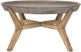 Safavieh Wynn Coffee Table Indoor Outdoor 18.1" Modern Round Dark Grey Acacia Wood VNN1013A 889048185869