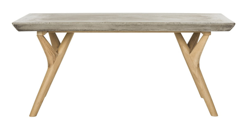 Safavieh Pacey Coffee Table Indoor Outdoor 16.54" Modern Dark Grey Natural Concrete Oak VNN1018A 889048326354