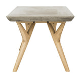Safavieh Pacey Coffee Table Indoor Outdoor 16.54" Modern Dark Grey Natural Concrete Oak VNN1018A 889048326354