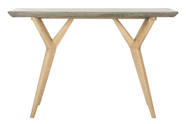Safavieh Ragna Console Table Indoor Outdoor 29.92" Modern Dark Grey Natural Concrete Oak VNN1019A 889048326361