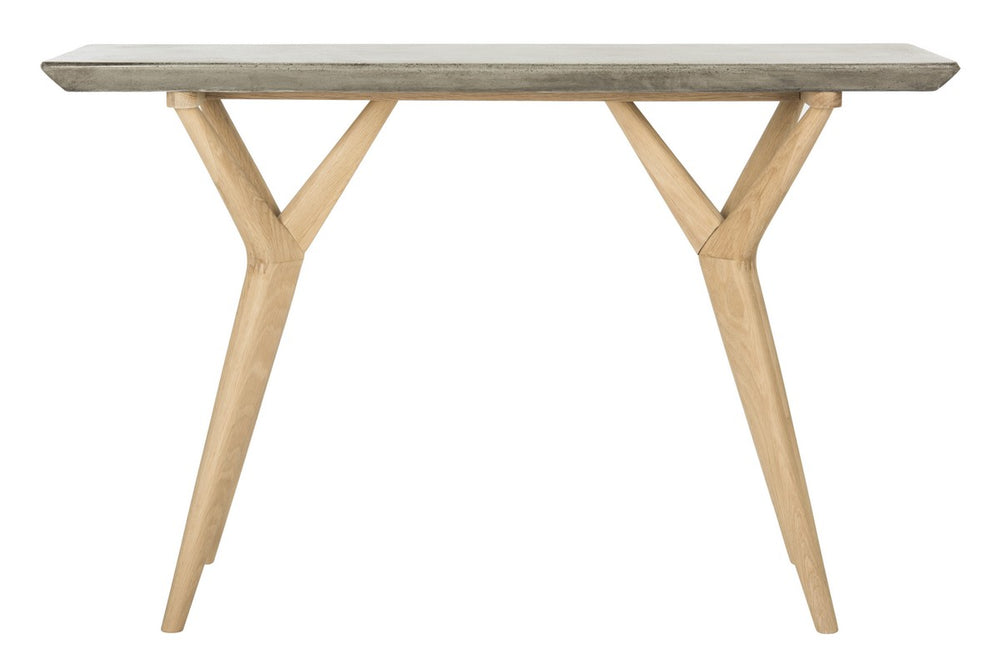 Safavieh Ragna Console Table Indoor Outdoor 29.92" Modern Dark Grey Natural Concrete Oak VNN1019A 889048326361