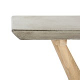 Safavieh Ragna Console Table Indoor Outdoor 29.92" Modern Dark Grey Natural Concrete Oak VNN1019A 889048326361