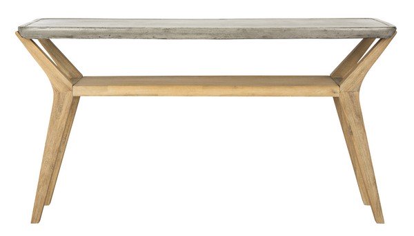 Safavieh Babette Console Table Indoor Outdoor 29.53" Modern Dark Grey Concrete Acacia VNN1020A 889048326378