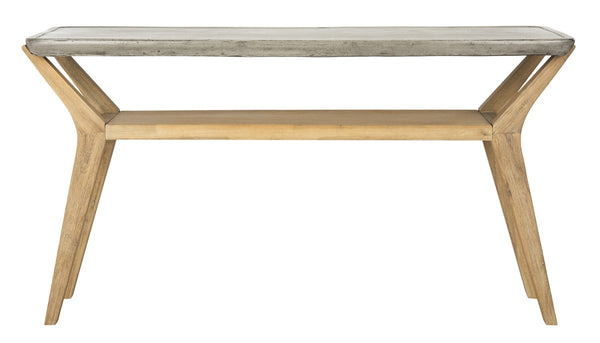 Safavieh Babette Console Table Indoor Outdoor 29.53" Modern Dark Grey Concrete Acacia VNN1020A 889048326378