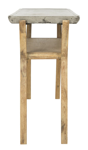 Safavieh Babette Console Table Indoor Outdoor 29.53" Modern Dark Grey Concrete Acacia VNN1020A 889048326378