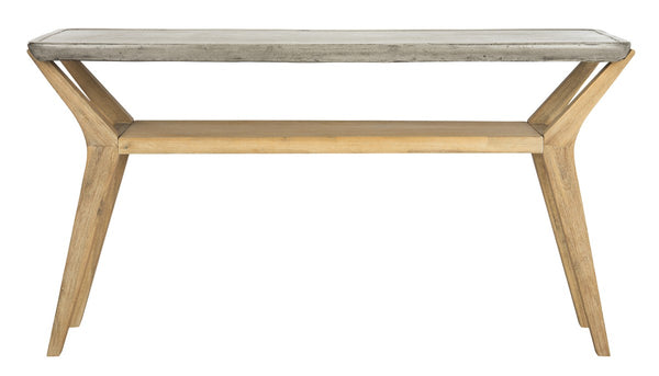Safavieh Babette Console Table Indoor Outdoor 29.53" Modern Dark Grey Concrete Acacia VNN1020A 889048326378