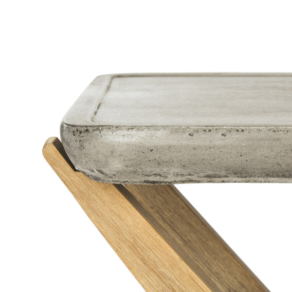 Safavieh Babette Console Table Indoor Outdoor 29.53" Modern Dark Grey Concrete Acacia VNN1020A 889048326378