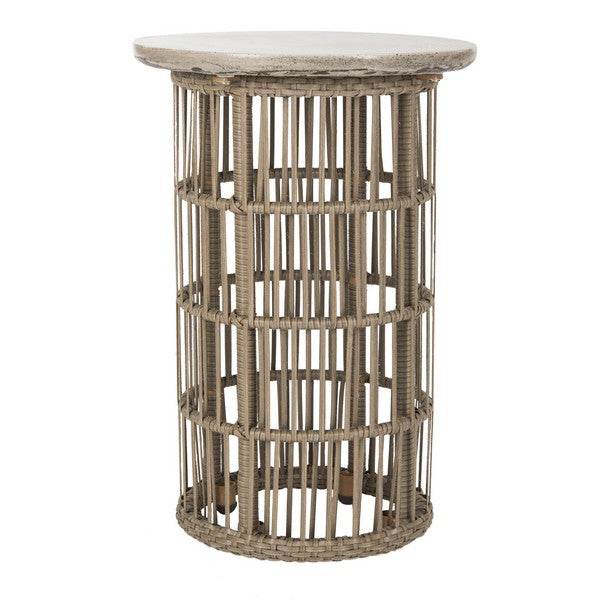 Safavieh Fane Side Table Indoor Outdoor 23.23" Modern Dark Grey Concrete Aluminium VNN1022A 889048326392