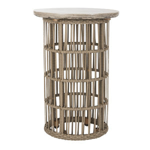Safavieh Fane Side Table Indoor Outdoor 23.23" Modern Dark Grey Concrete Aluminium VNN1022A 889048326392