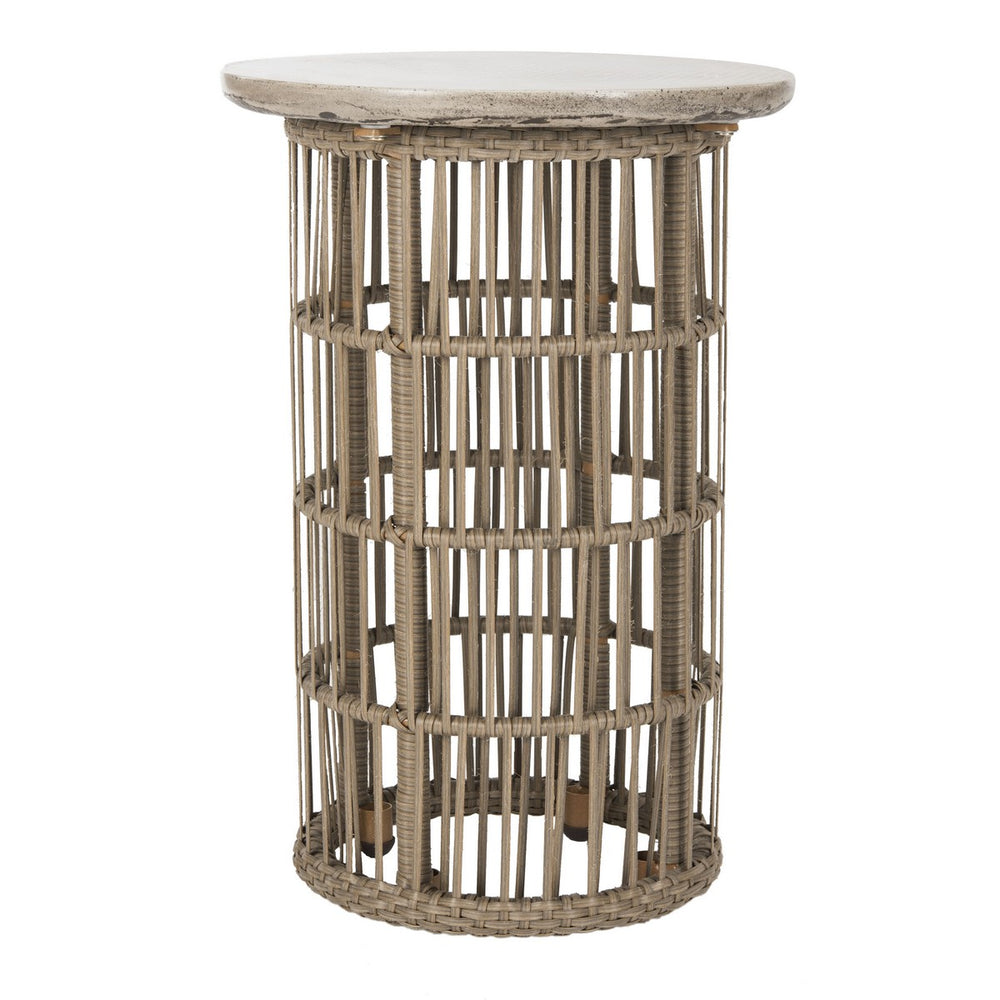 Safavieh Fane Side Table Indoor Outdoor 23.23" Modern Dark Grey Concrete Aluminium VNN1022A 889048326392