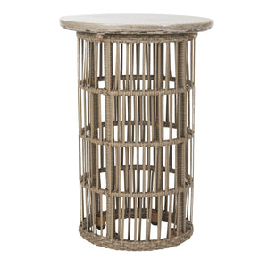 Safavieh Fane Side Table Indoor Outdoor 23.23" Modern Dark Grey Concrete Aluminium VNN1022A 889048326392