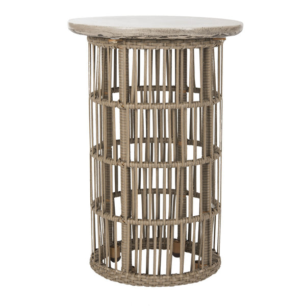 Safavieh Fane Side Table Indoor Outdoor 23.23" Modern Dark Grey Concrete Aluminium VNN1022A 889048326392