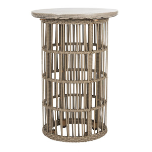 Safavieh Fane Side Table Indoor Outdoor 23.23" Modern Dark Grey Concrete Aluminium VNN1022A 889048326392