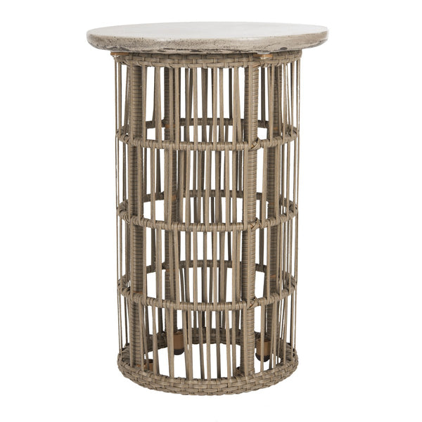 Safavieh Fane Side Table Indoor Outdoor 23.23" Modern Dark Grey Concrete Aluminium VNN1022A 889048326392