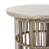 Safavieh Fane Side Table Indoor Outdoor 23.23" Modern Dark Grey Concrete Aluminium VNN1022A 889048326392
