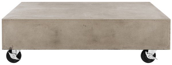 Safavieh Gargon Coffee Table with Casters Indoor Outdoor 9.84" Modern Dark Grey Concrete VNN1023A 889048326408